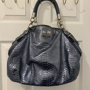 Coach Metallic Blue python Shoulder Bag